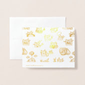 おもしろい猫、ミルク、魔法.v 箔カード (裏面封筒付き)