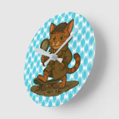 おもしろい猫 ラウンド壁時計 (傾斜)