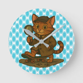 おもしろい猫 ラウンド壁時計
