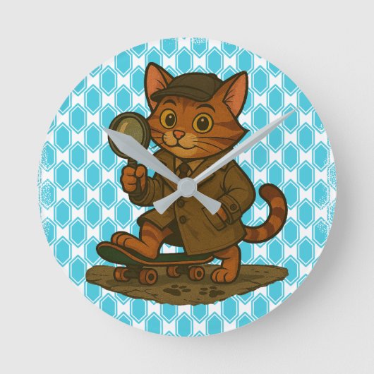 おもしろい猫 ラウンド壁時計 (正面)