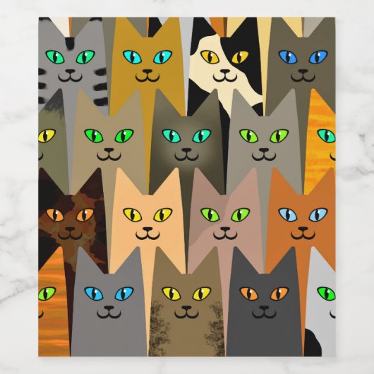 おもしろい猫 ワインラベル (シングルラベル)