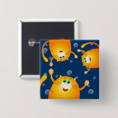 おもしろい猫，四角い磁石 缶バッジ (正面&裏面)