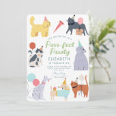 おもしろい猫 犬の最高の誕生日パーティー 招待状