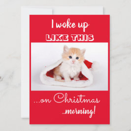 おもしろい猫 私はこんな風に目覚めた クリスマスの休暇中 シーズンカード