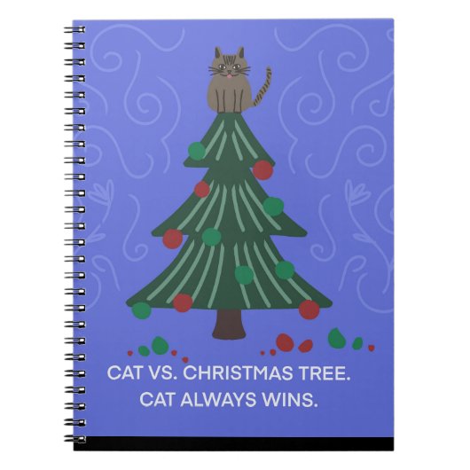 おもしろい猫vsクリスマスツリーノート ノートブック (正面)