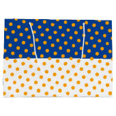 おもしろい王室のブルーホワイトカラーブロックタイル黄色のドット ラージペーパーバッグ (裏面)