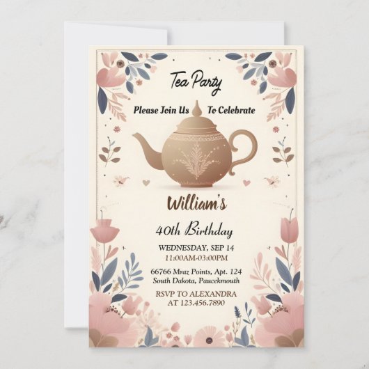 おもしろい王室の大人フェアリティティーパーティー40歳の誕生日 招待状 (正面)