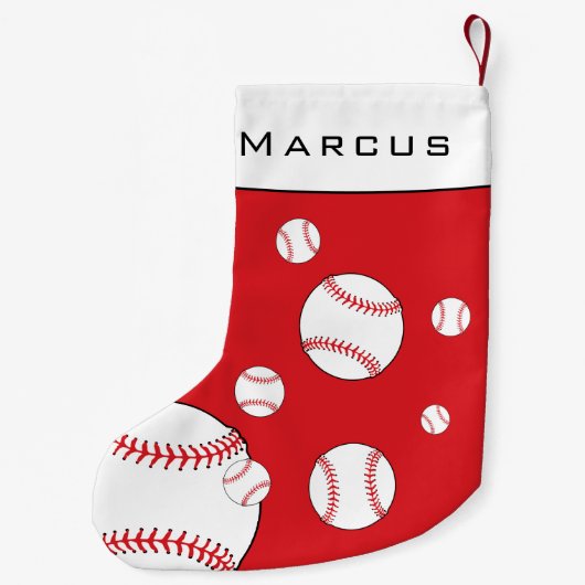 おもしろい球赤少年の名前キッズ スモールクリスマスストッキング (裏面)