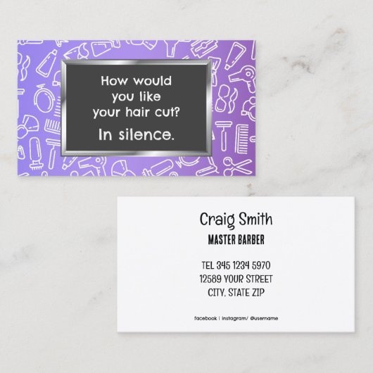 💇おもしろい理容師 名刺 (正面/裏面)