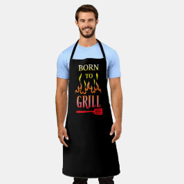 おもしろい生まれでブラックグリルBBQ火炎 エプロン