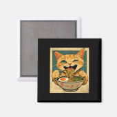 おもしろい生姜猫ラーメン日本のかわいいAnime Cat G マグネット (正面/裏面)