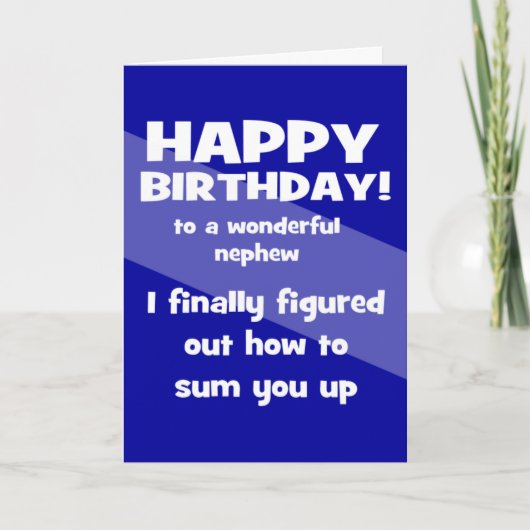 おもしろい甥への誕生日祝いの言葉 カード (正面)