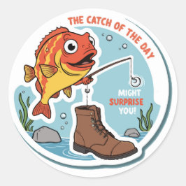 おもしろい用魚釣り – かわいいおもしろいと屋外ミーム ラウンドシール