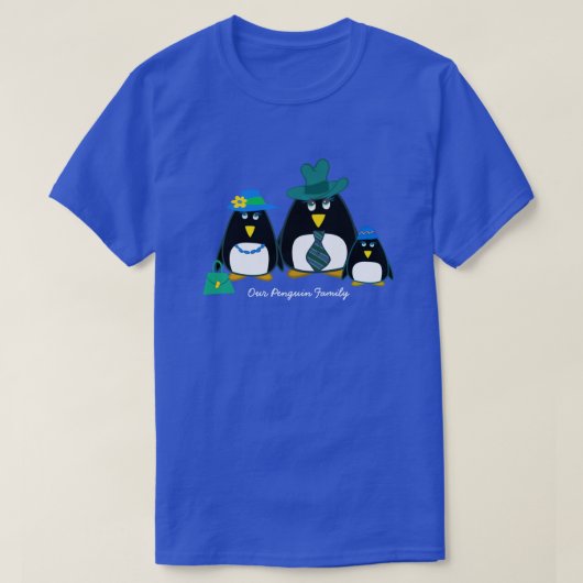おもしろい男の子のクリスマスと3のペンギンの家族 Tシャツ (デザイン正面)
