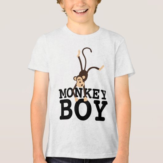 おもしろい男の子Tシャツ, おサル少年 トライブレンドＴシャツ (正面)