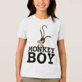 おもしろい男の子Tシャツ, おサル少年 トライブレンドＴシャツ (正面)