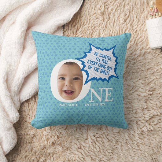 おもしろい男の赤ちゃん写真コラージュパーソナライズされたギフト クッション (ブランケット)