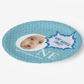 おもしろい男の赤ちゃん写真コラージュパーソナライズされた ペーパープレート (アングル)