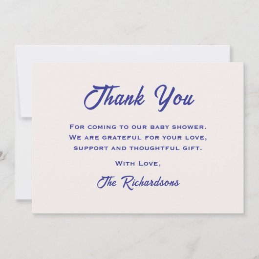 おもしろい男女兼用は月の赤ん坊のシャワーの上にある サンキューカード (正面)