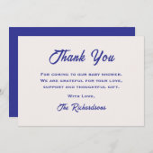 おもしろい男女兼用は月の赤ん坊のシャワーの上にある サンキューカード (正面/裏面)