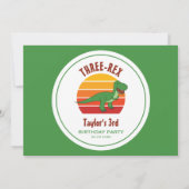 おもしろい男女兼用3歳の誕生日3歳のレックス恐竜 サンキューカード (裏面)