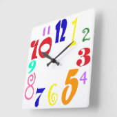 おもしろい番数々の号 – 白ファンキー色の番号 スクエア壁時計 (傾斜)
