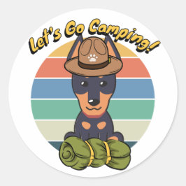 おもしろい番犬がキャンプに行きたい ラウンドシール