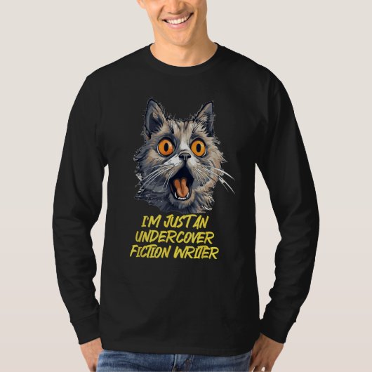 おもしろい白嘘の猫 Tシャツ (正面)