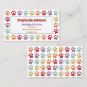 おもしろい白虹色足跡ドッグ歩く 名刺 (正面/裏面)