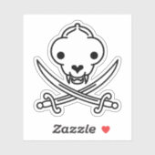 おもしろい白黒すてき子猫パイレーツスカルサーベル シール (シート)