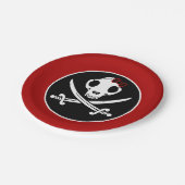 おもしろい白黒すてき子猫海賊スカルボーン ペーパープレート (アングル)