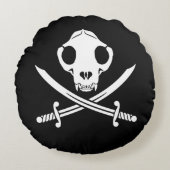 おもしろい白黒すてき子猫海賊スカルボーン ラウンドクッション (正面)