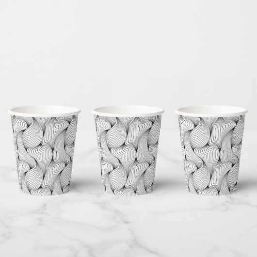 おもしろい白黒の混紡糸 紙コップ (複数)