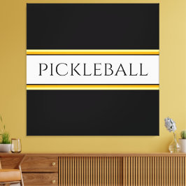 おもしろい白黒オレンジPICKLEBALLレーシングストライプズ キャンバスプリント