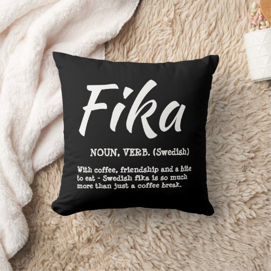 おもしろい白黒スウェーデンのFika定義 クッション (ブランケット)