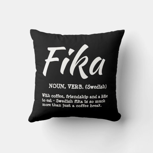 おもしろい白黒スウェーデンのFika定義 クッション (裏面)