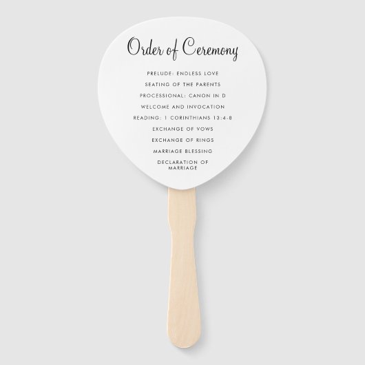 おもしろい白黒タイポグラフィ引用文結婚式 プログラム ハンドファン (裏面)