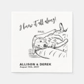 おもしろい白黒ミニマル犬キャットペットズ結婚 スタンダードカクテルナプキン (正面)