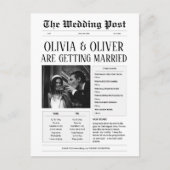 おもしろい白黒新聞の写結婚真 ポストカード (正面)