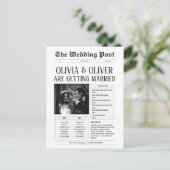 おもしろい白黒新聞の写結婚真 ポストカード (スタンド正面)