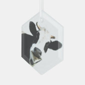 おもしろい白黒牛ファーム動物のユーモア ガラスオーナメント (正面左)