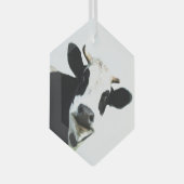 おもしろい白黒牛ファーム動物のユーモア ガラスオーナメント (正面右)