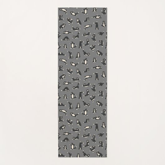 おもしろい白黒猫が柄ヨガマットをする ヨガマット (正面)