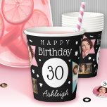 おもしろい白黒紙吹雪写真30th Birthday 紙コップ<br><div class="desc">紙吹雪フォトコラージュ30th誕生日紙カップをパーティー用品に追加。飲み物が誕生日の人と同じおもしろいに入っていることを確祝認する。</div>
