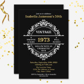 おもしろい白黒金ゴールドヴィンテージ年誕生日 招待状