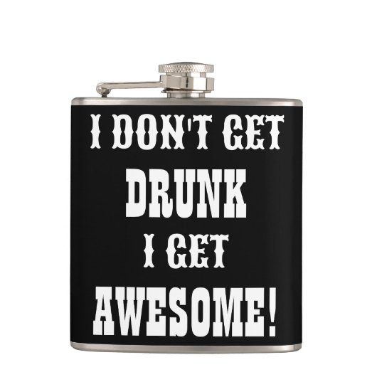 おもしろい白黒飲引用文はっきりした文字 フラスク (正面)