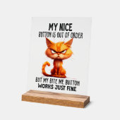 おもしろい皮肉な猫の素敵なボタンワードアート アクリルサイン (傾斜)