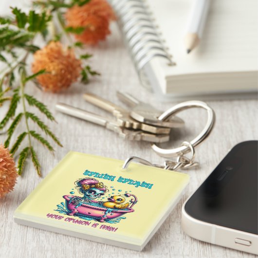 おもしろい皮肉な言葉のアートスケルトン キーホルダー (正面右)