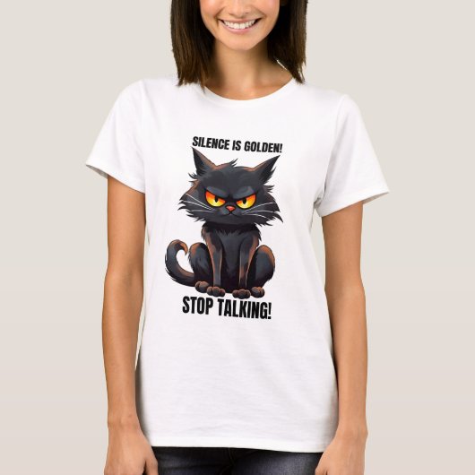 おもしろい皮肉な言葉アート猫 Tシャツ (正面)