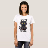 おもしろい皮肉な言葉アート猫 Tシャツ (正面フル)